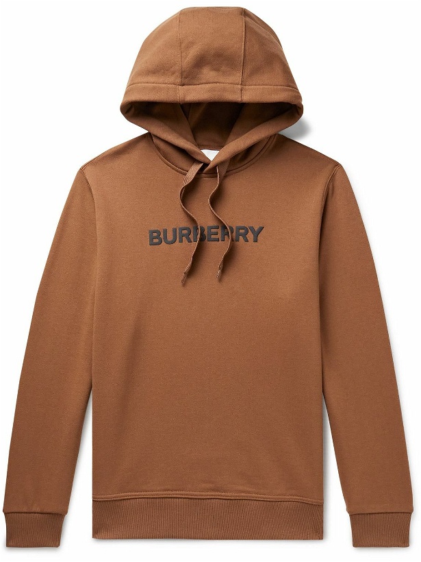 Photo: Burberry - Logo-Print Cotton-Jersey Hoodie - Brown