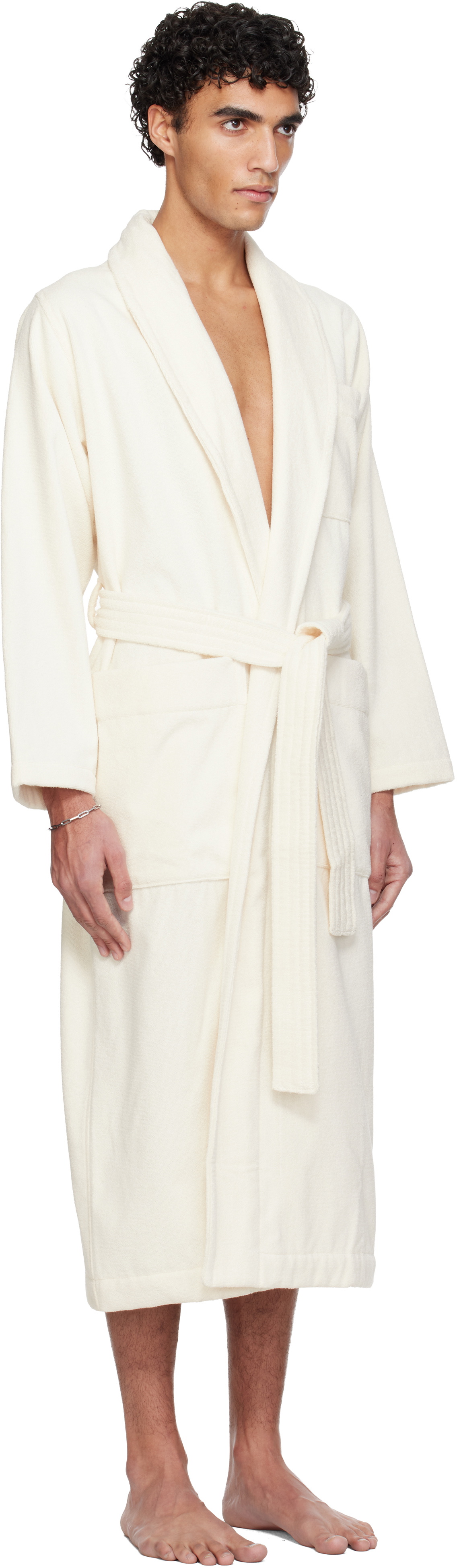 Tekla Off White Terry Classic Bathrobe