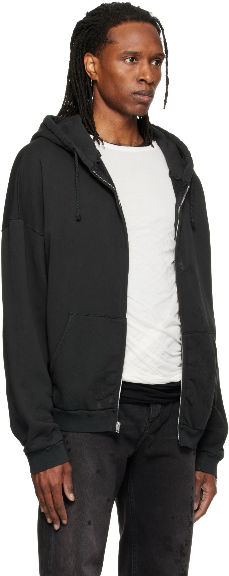 ALEXANDER DIGENOVA Black Zip Up Painter Hoodie