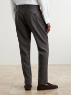 Mr P. - Straight-Leg Pleated Wool, Silk and Linen-Blend Suit Trousers - Brown