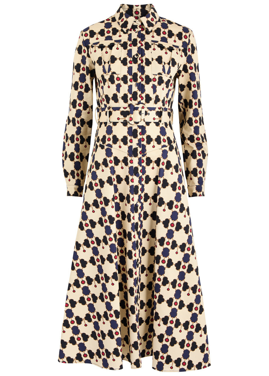 Borgo DE Nor Briele Printed Stretch-cotton Midi Dress Multicoloured