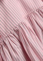 Ganni Striped Cotton-poplin Mini Shirt Dress Light Pink
