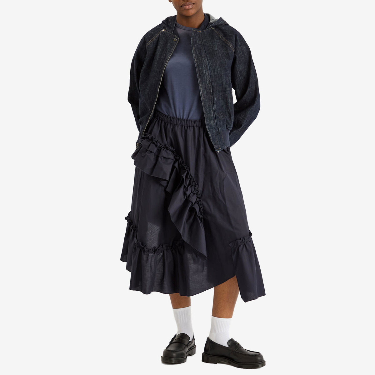 YMC Women's Draped Skirt in Navy