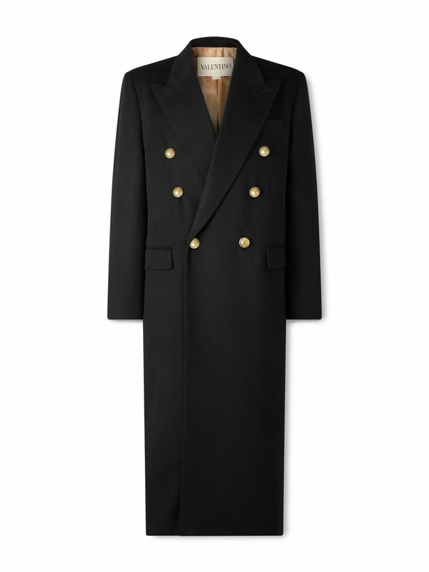 Photo: Valentino Garavani - Double-Breasted Virgin Wool Coat - Black