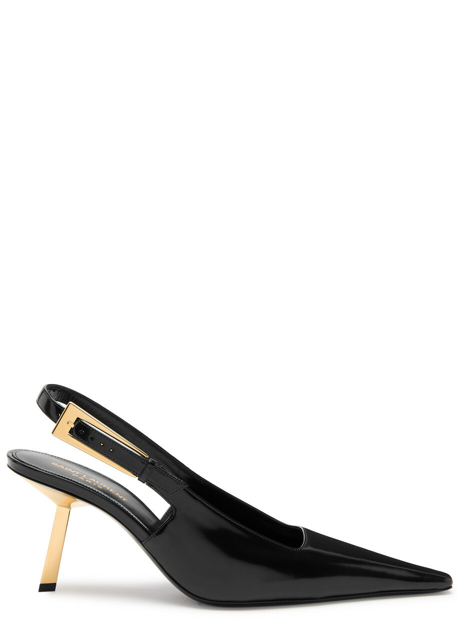 Saint Laurent Lee 75 Glossed Leather Slingback Pumps Saint