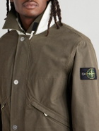 Stone Island - Logo-Appliquéd Colour-Block Tela Resinata Hooded Jacket - Green