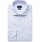 Ermenegildo Zegna - Blue Trofeo Slim-Fit Cutaway-Collar Pinstriped Cotton-Poplin Shirt - Blue