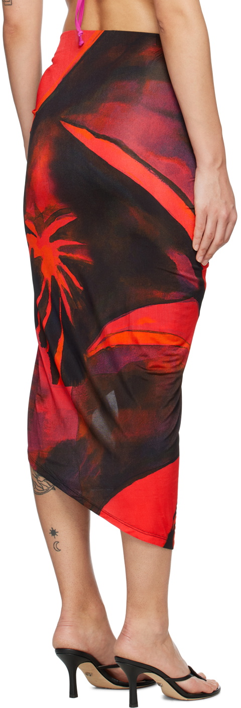 Louisa Ballou Red Coastline Midi Skirt