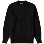 Auralee Men's Cotton Linen Cardigan in Black