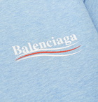 Balenciaga - Oversized Logo-Print Slub Cotton-Jersey T-Shirt - Blue