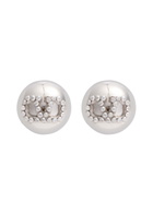 Valentino Vlogo Crystal-embellished Stud Earrings - Silver - One Size