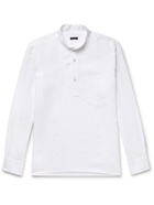 RUBINACCI - Grandad-Collar Linen Half-Placket Shirt - White