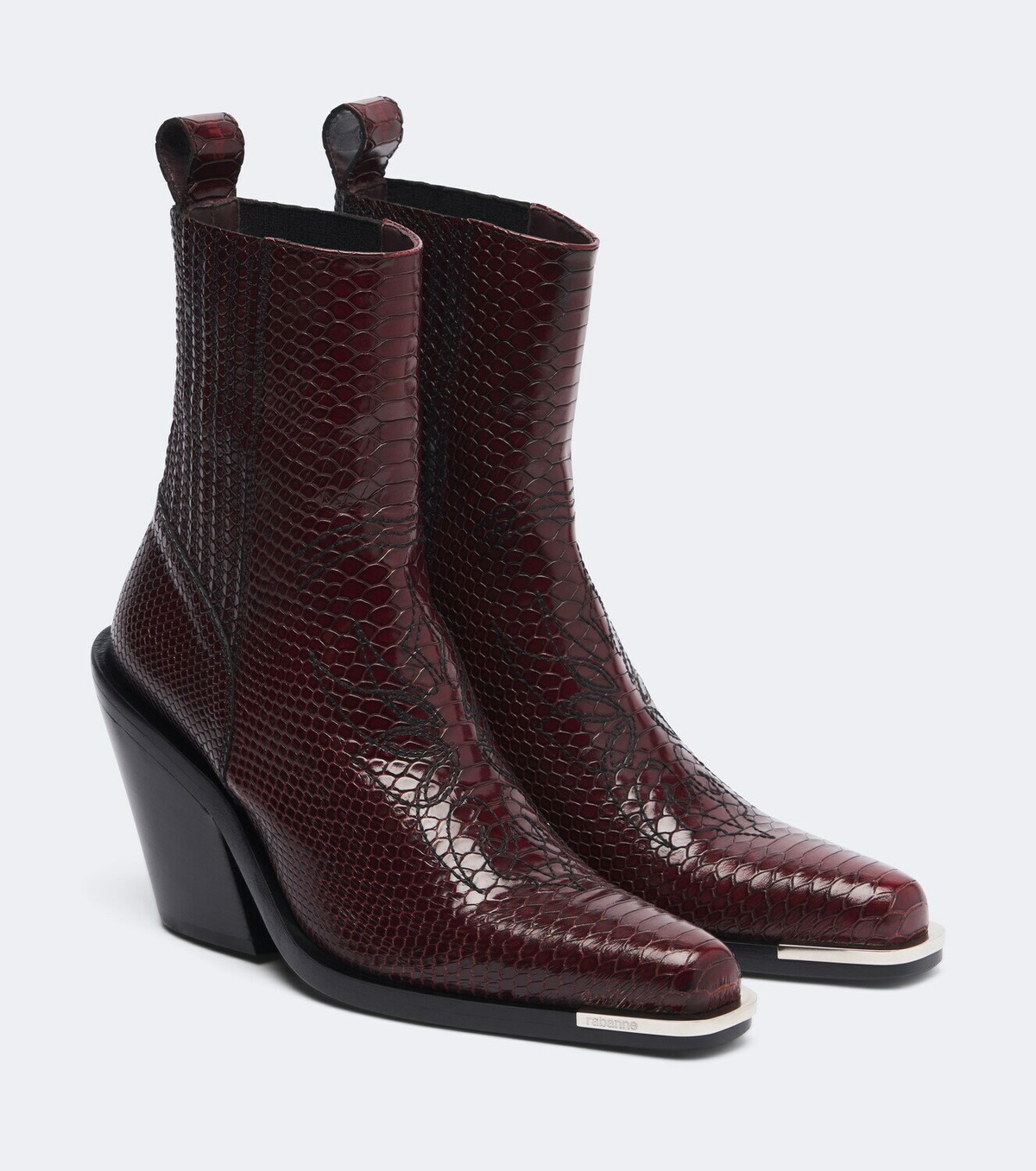 Rabanne Snake-effect leather cowboy boots