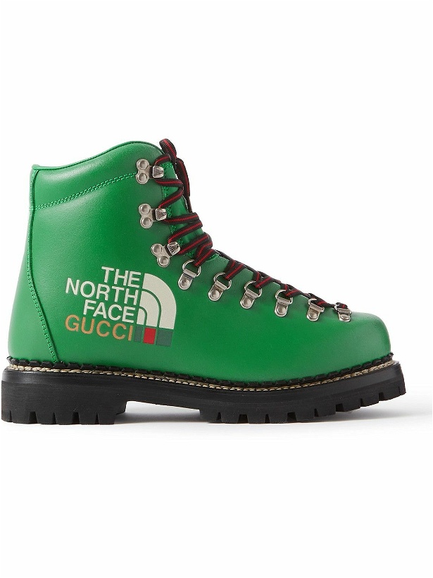 Photo: GUCCI - The North Face Logo-Print Leather Boots - Green