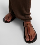 Saint Laurent Cassandre leather thong sandals