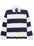 A.P.C. - Riley Logo-Embroidered Striped Organic Cotton-Blend Jersey Polo Shirt - Blue
