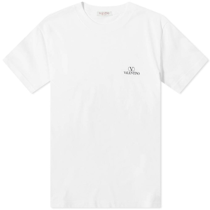 Photo: Valentino Men's Chest Logo T-Shirt in Bianco/Nero