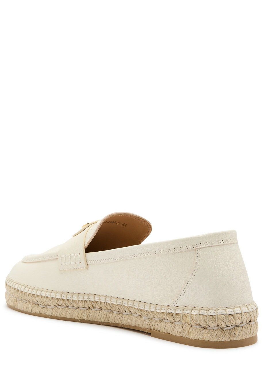 Valentino Garavani Palm Avenue Leather Espadrille Loafers Cream