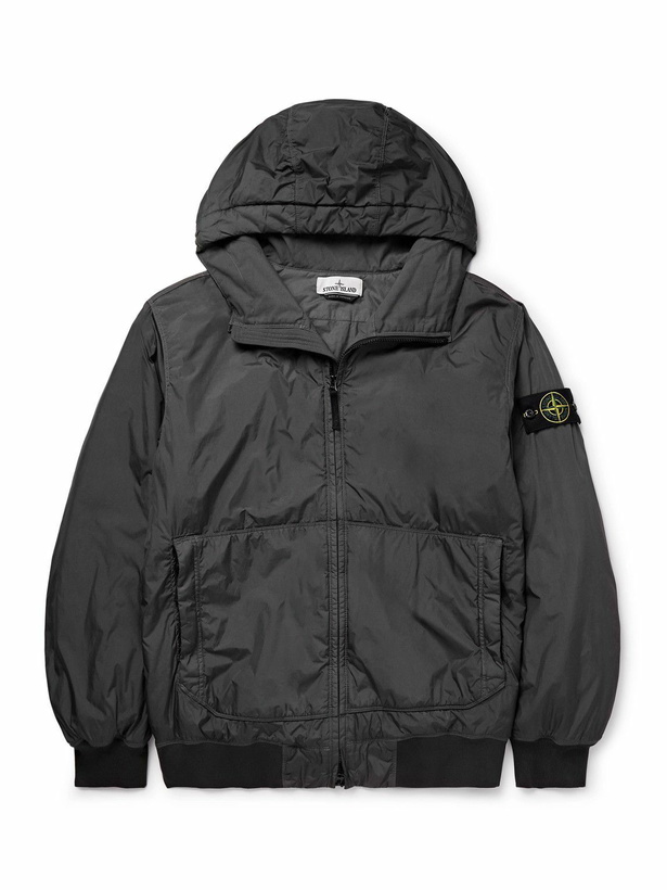 Photo: Stone Island - Logo-Appliquéd Garment-Dyed Padded Crinkle Reps Nylon Hooded Jacket - Gray