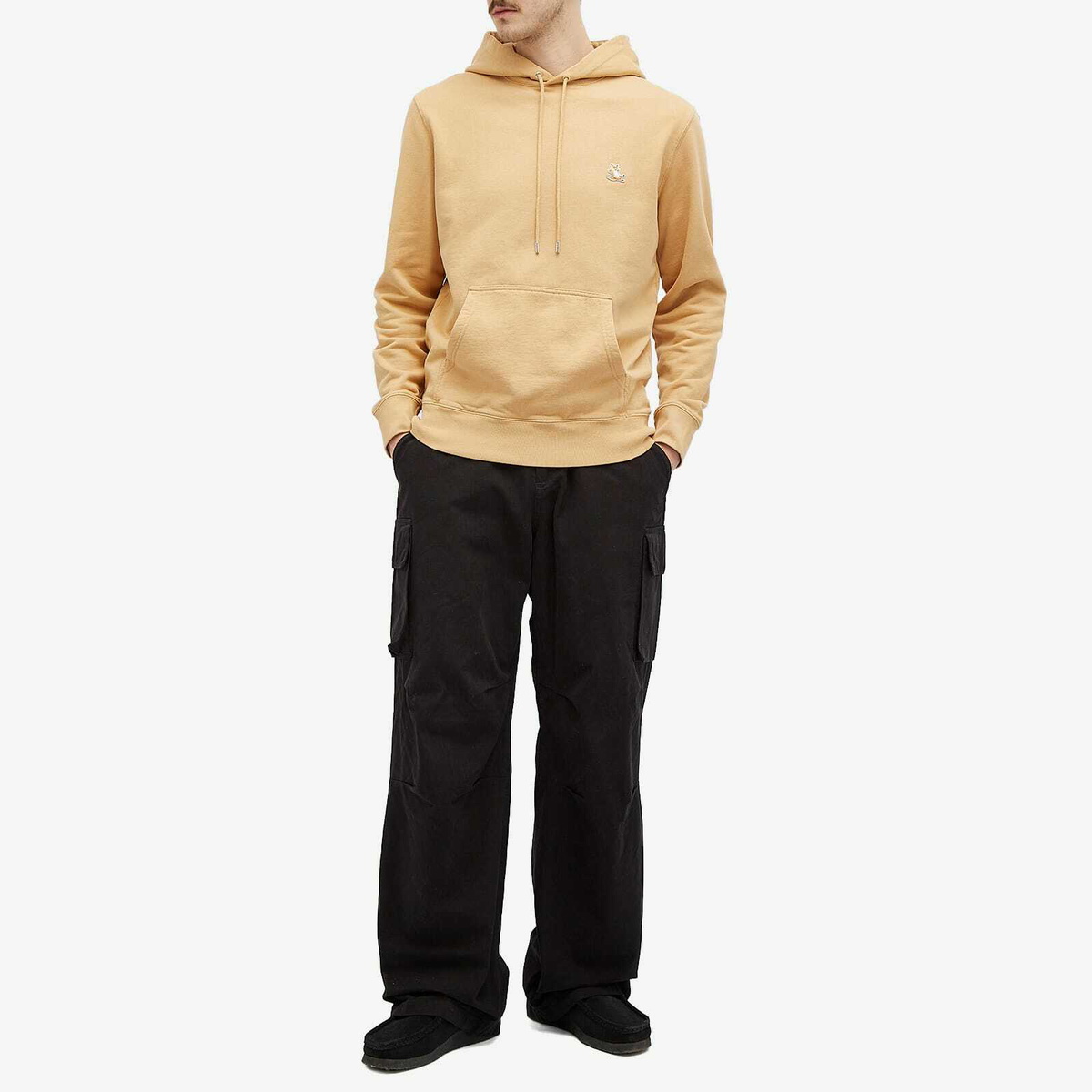 パーカー・フーディ Maison Kitsune Men's Chillax Patch Hoodie Chamomile Maison Kitsuné Men's Chillax Patch Regular Hoodie in
