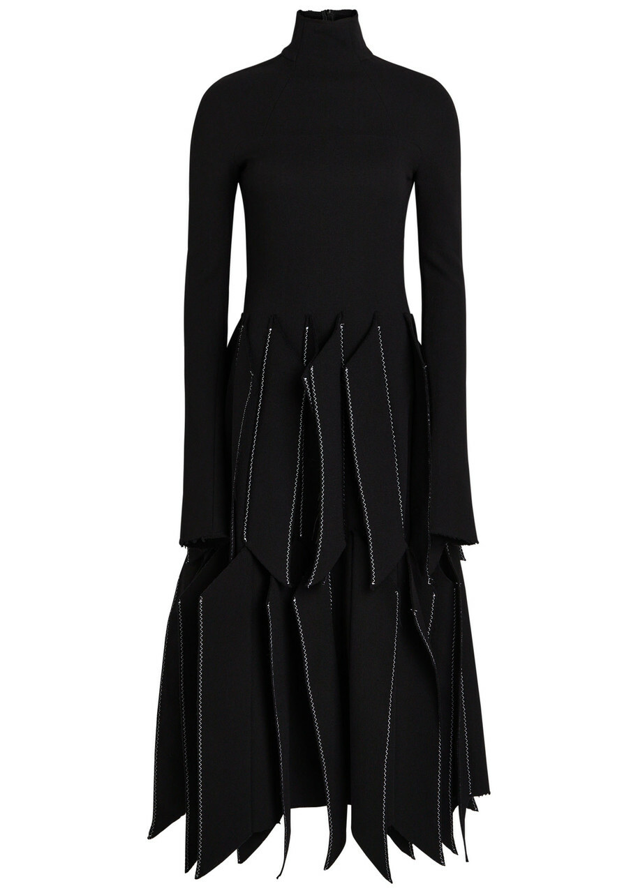 A.W.A.K.E Mode Laser-cut Wool-blend Midi Dress Black