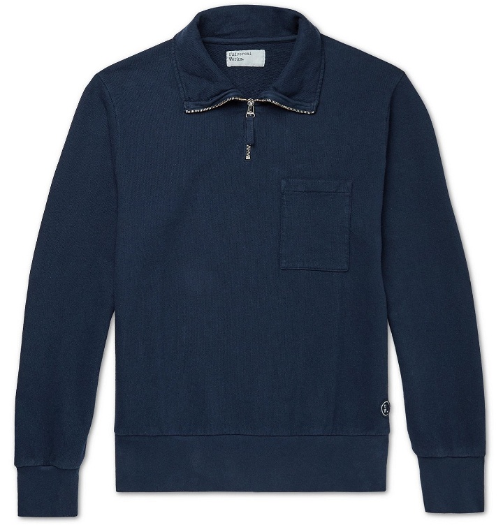 Photo: Universal Works - Half-Zip Loopback Cotton-Jersey Sweatshirt - Blue