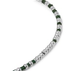 Mikia - Silk and Silver-Tone Beaded Bracelet - Silver