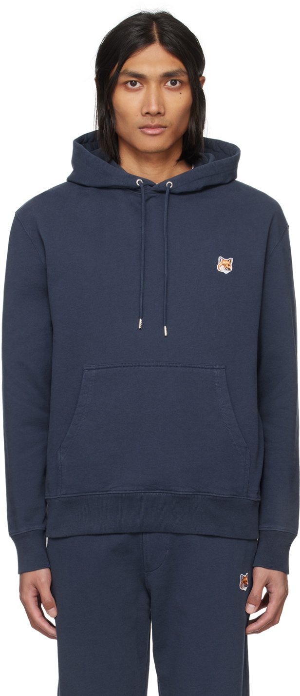 Maison Kitsun Navy Fox Head Hoodie Maison Kitsune