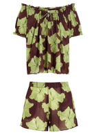 Desmond & Dempsey Floral-printed Cotton-voile Pyjama set Brown