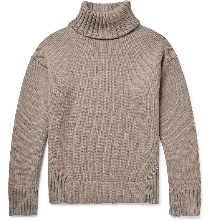 Photo: Deveaux - Justin Ribbed Wool and Cashmere-Blend Rollneck Sweater - Brown