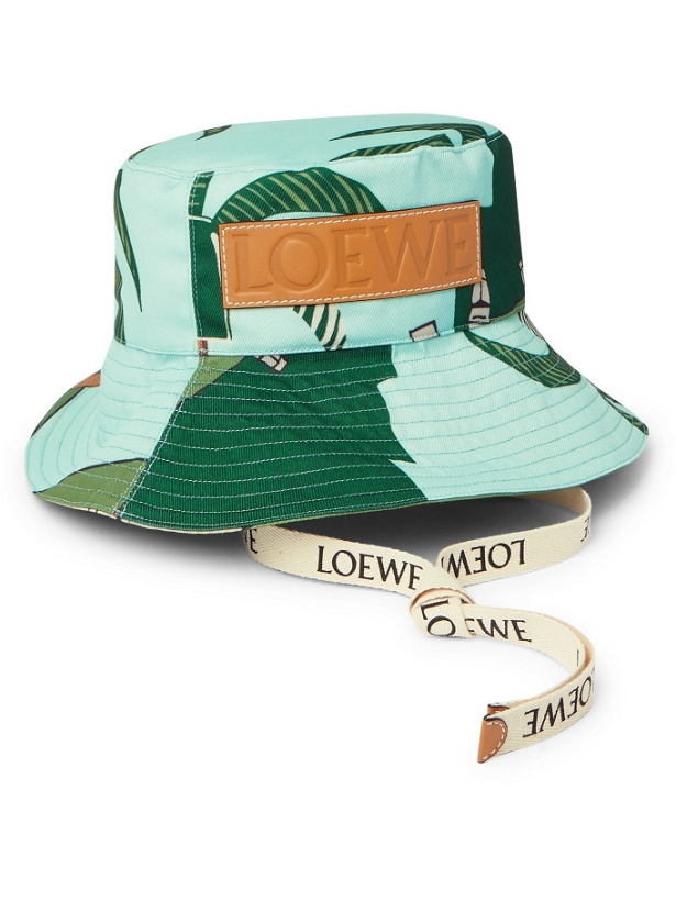 Photo: LOEWE - Ken Price Leather-Trimmed Printed Cotton-Canvas Bucket Hat - Green