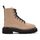 Balmain Taupe Fur Army Boots