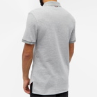 Thom Browne Men's Pinstripe Micro Waffle Polo Shirt in Light Grey