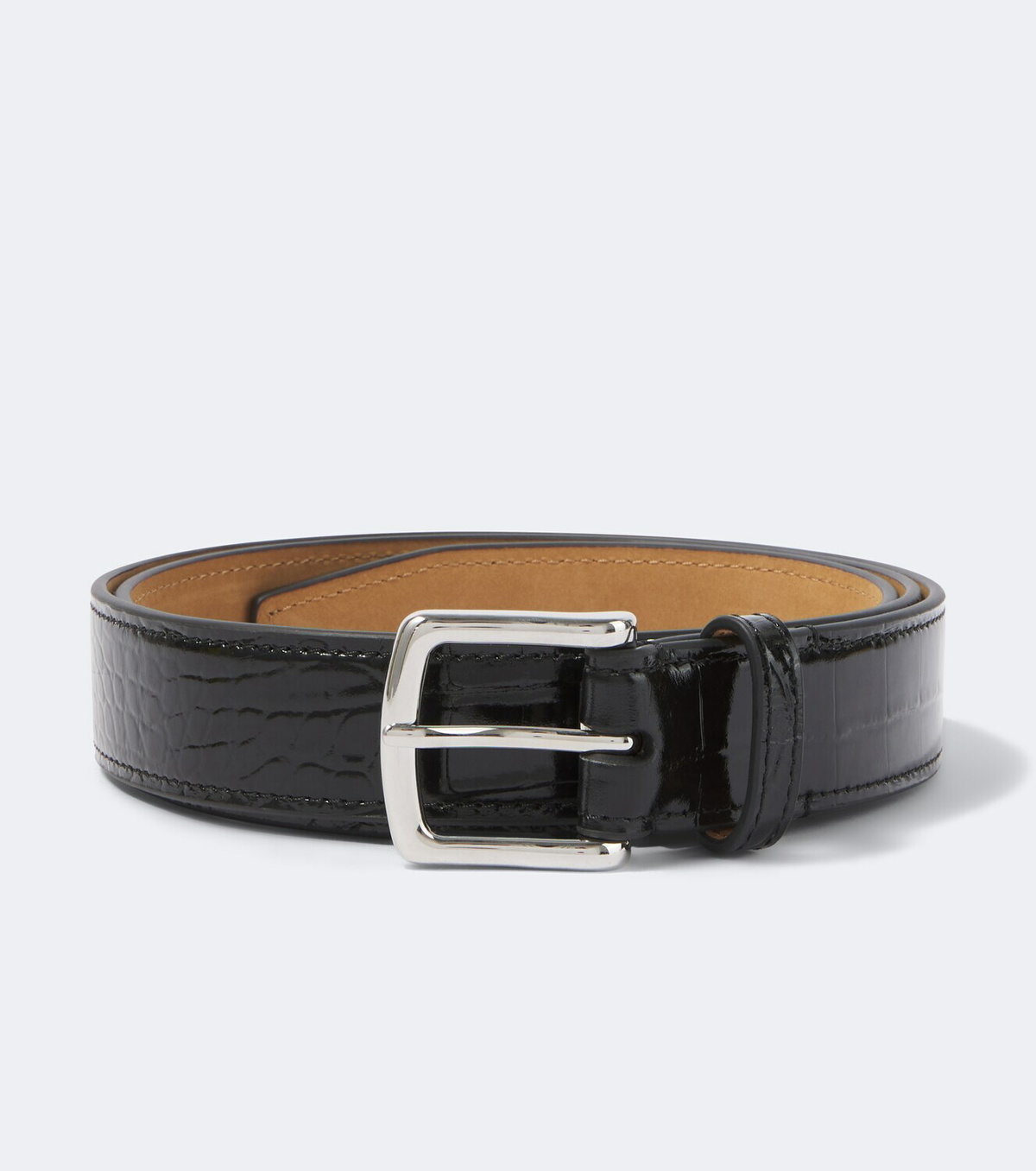 George Cleverley Croc-effect patent leather belt
