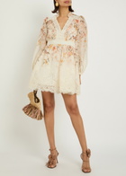 Zimmermann Luna Lace-trimmed Linen-blend Mini Dress Cream