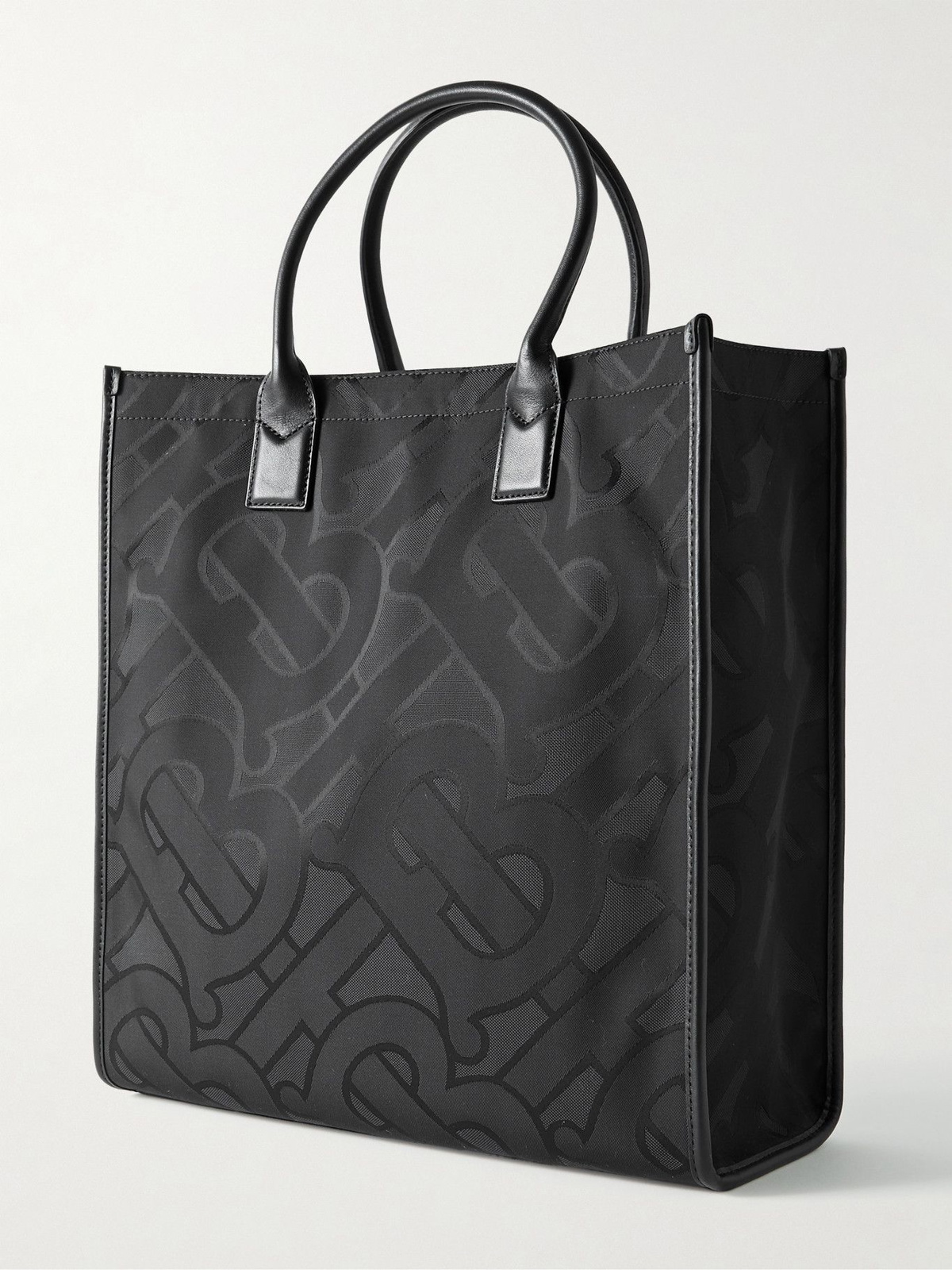 Burberry - Leather-Trimmed Recycled Logo-Jacquard Tote Bag Burberry