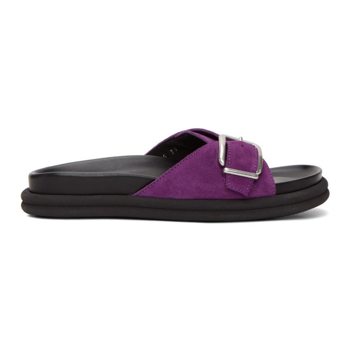 Photo: Dries Van Noten Purple Suede Slip-On Sandals