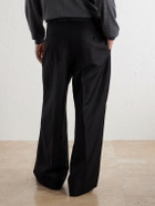 LEMAIRE - Wide-Leg Pleated Wool-Blend Twill Trousers - Black