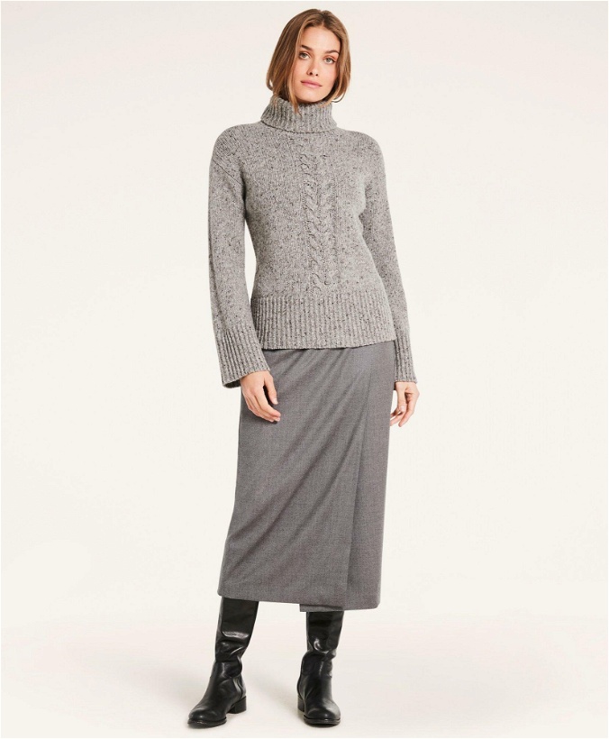 Photo: Brooks Brothers Women's Stretch Wool Flannel Wrap Skirt | Grey