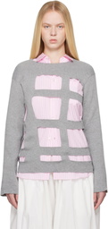 Comme des Garçons Shirt Gray Geometric Cutouts Sweater