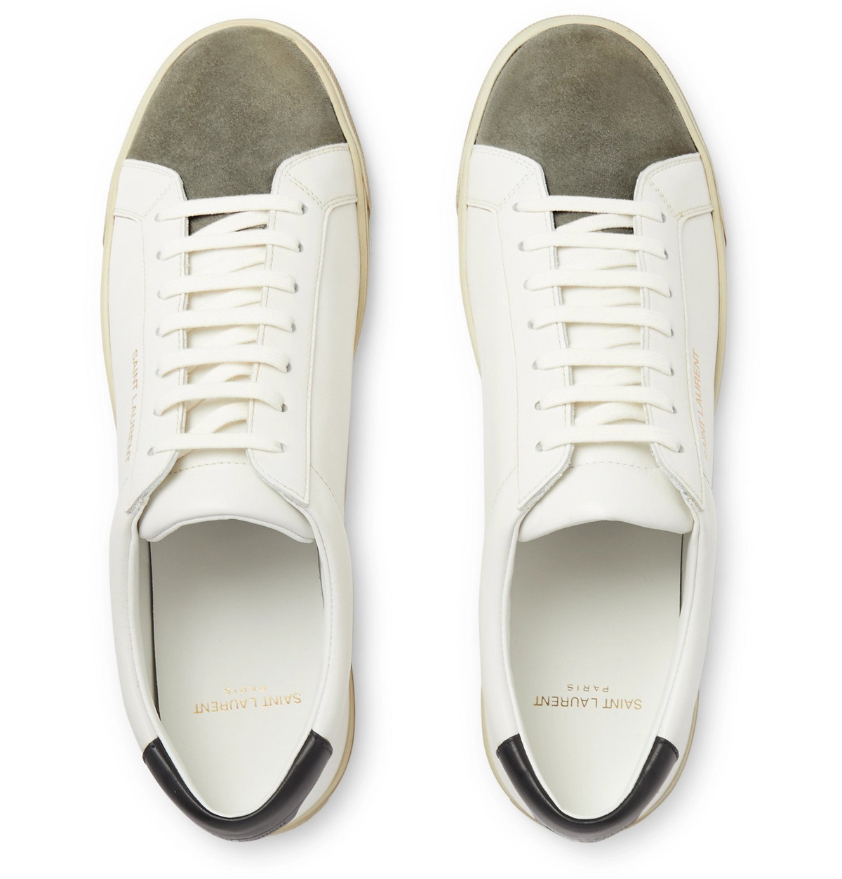 Saint Laurent White Suede Trimmed Sneaker SAINT LAURENT - SL/10 Suede-Trimmed Perforated Leather  main image 4