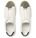 SAINT LAURENT - Andy Distressed Suede-Trimmed Leather Sneakers - White