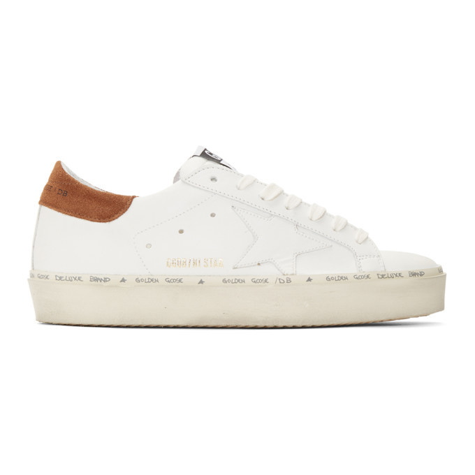 Photo: Golden Goose Off-White and Brown Hi Star Sneakers