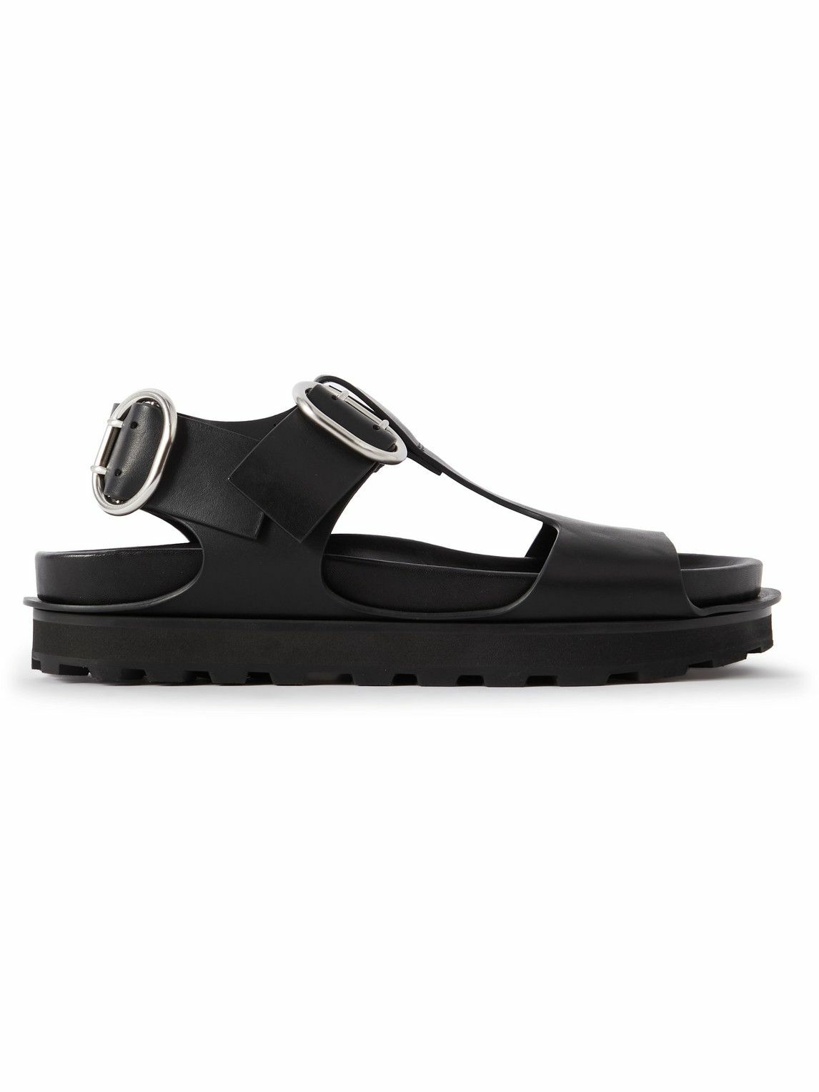 【関税込み】Sandals - Jil Sander - Leather - Black Leather sandals in black - Jil Sander | Mytheresa