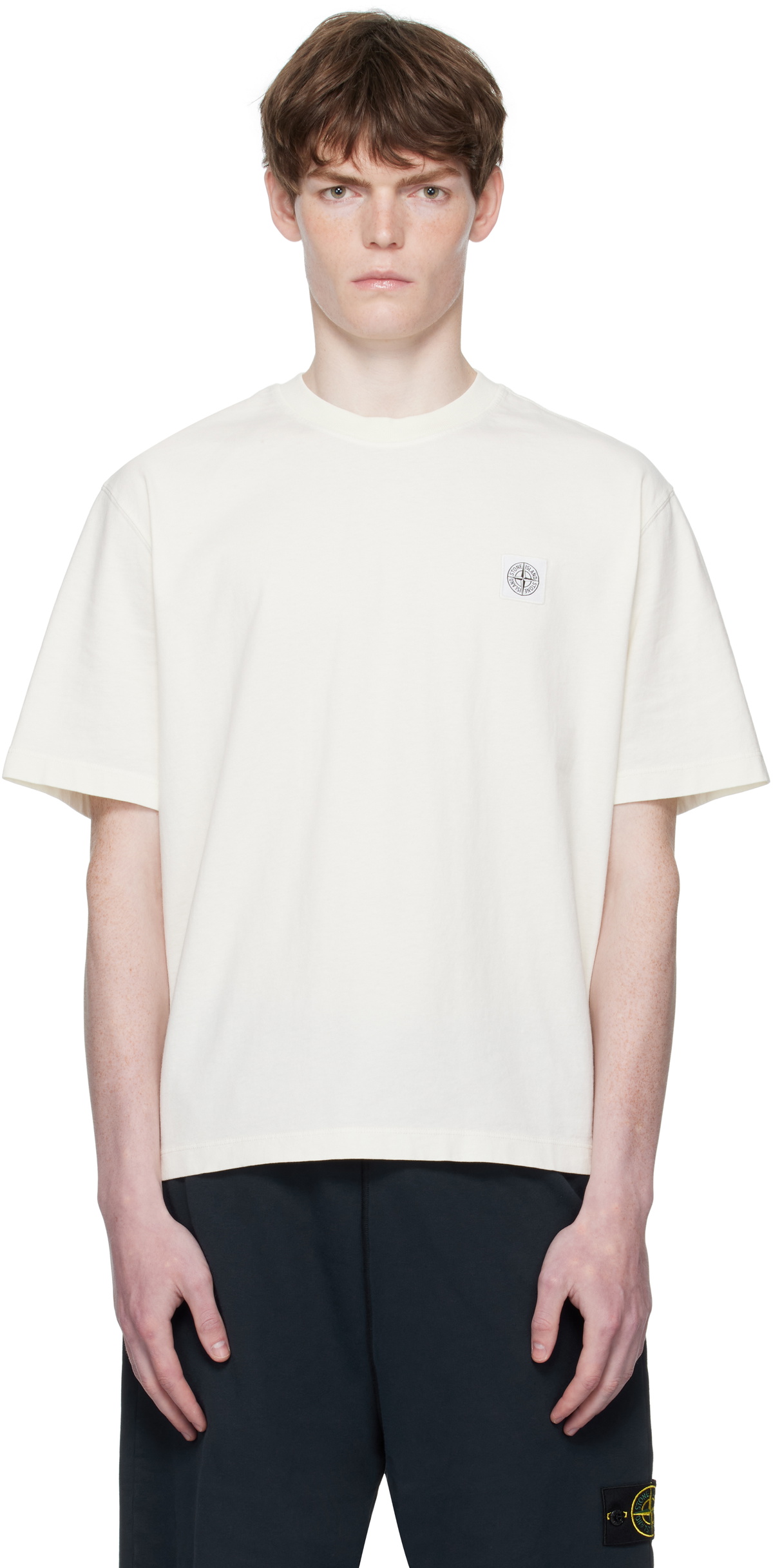 STONE ｜ (2100023 Combed Organic Cotton Jersey_Sto Ivory 2100023 COMBED ORGANIC COTTON JERSEY_STONE ISLAND