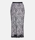 Valentino Floral sheer lace midi skirt