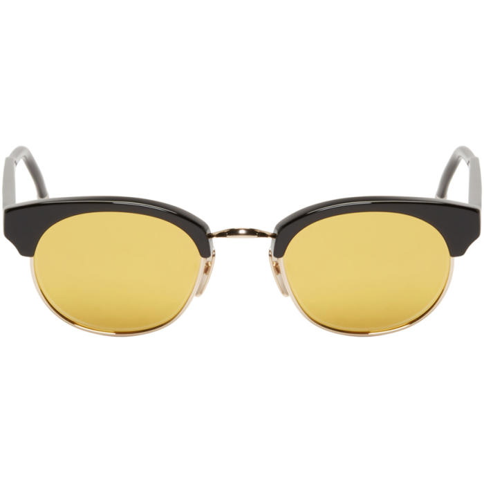 Photo: Thom Browne Black and Gold Round Sunglasses 