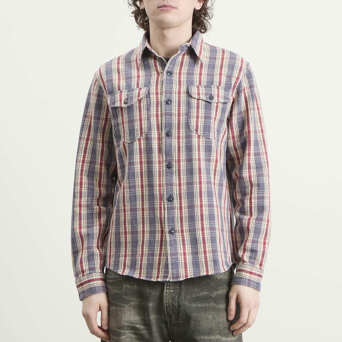 RRL Men's Lee Check Shirt in Rl-801 Blue/Cream/Red RRL