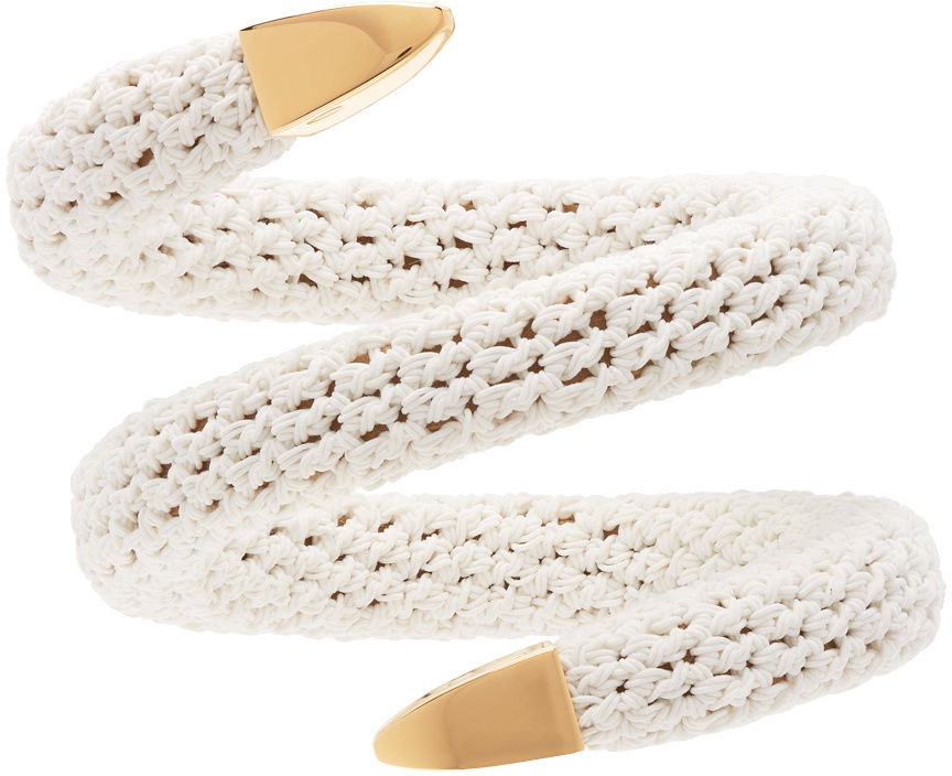 Photo: Bottega Veneta White & Gold Crochet Bracelet
