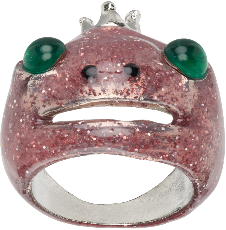 Collina Strada Pink Glitter Frog Ring Collina Strada